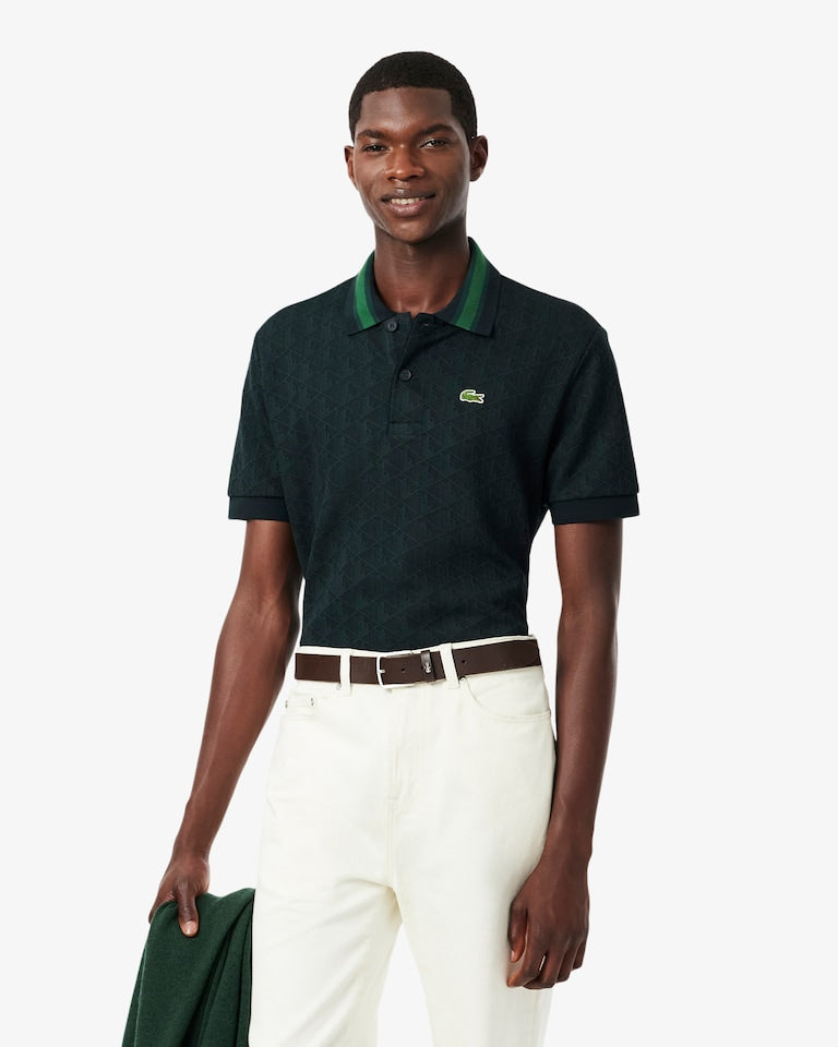 Polo dal taglio classico in jacquard con monogramma LACOSTE