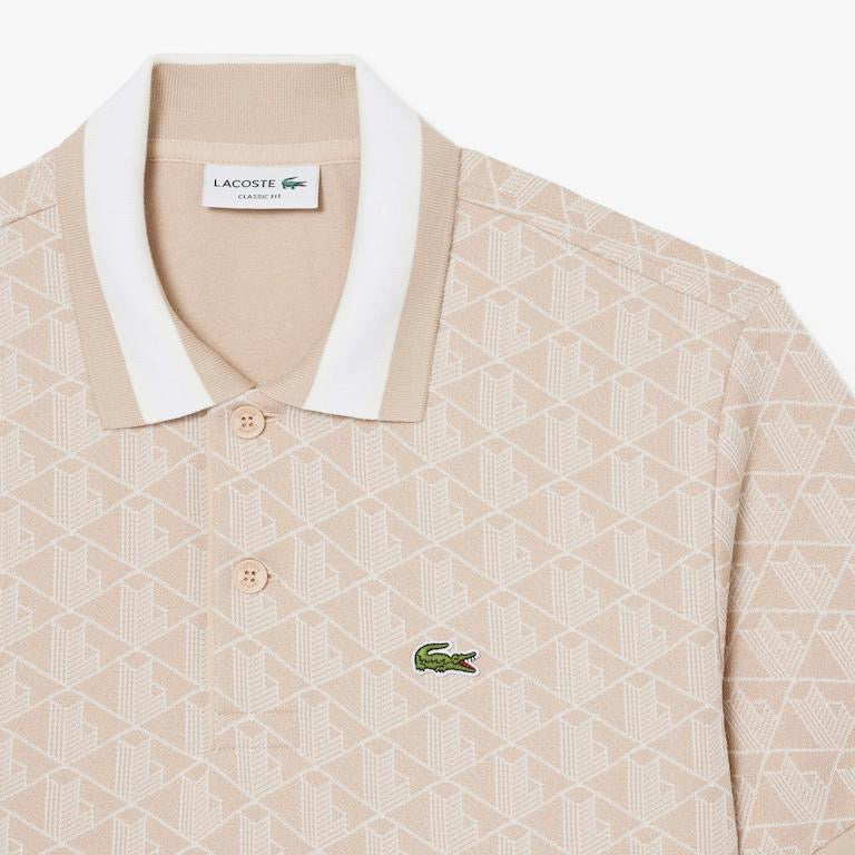 Polo dal taglio classico in jacquard con monogramma LACOSTE