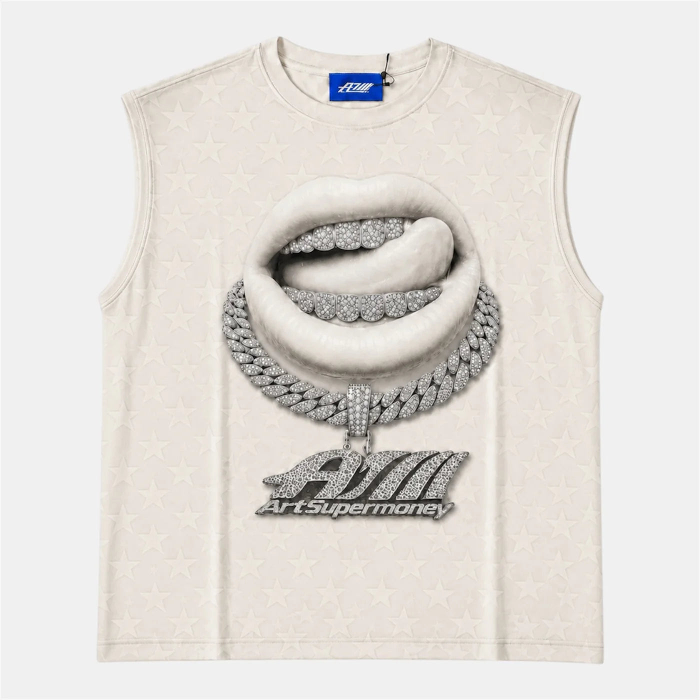 CANOTTA TEE SMANICATA GRILLZ WHITE LIPS ARTSUPERMONEY