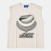 CANOTTA TEE SMANICATA GRILLZ WHITE LIPS ARTSUPERMONEY