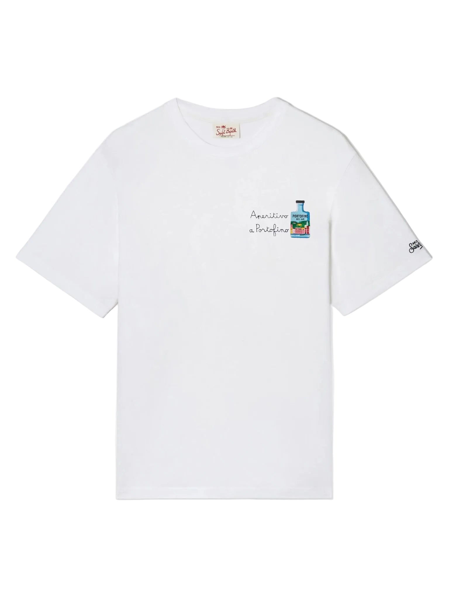 T-SHIRT PORTOFINO BIANCA CON RICAMO APERITIVO A PORTOFINO | SPECIAL EDITION.