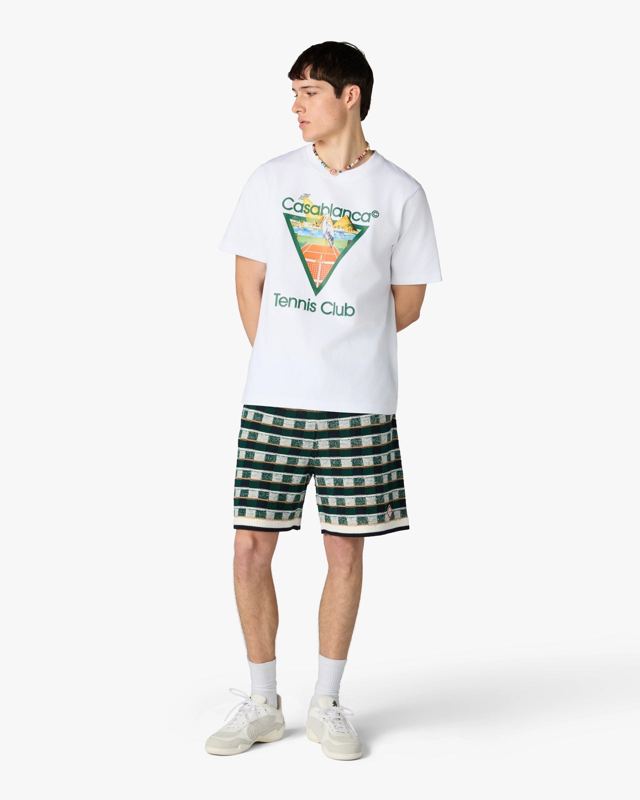 T-SHIRT A MANICHE CORTE WHITE TENNIS CLUB ICON PYRAMID ABDUCTION CASABLANCA