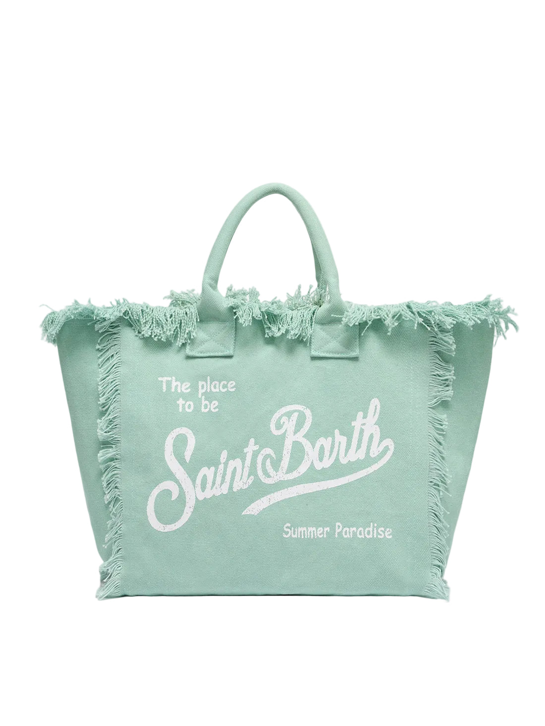 BORSA A SPALLA VANITY IN CANVAS DI COTONE VERDE SALVIA SAINT BARTH