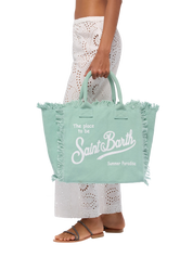 BORSA A SPALLA VANITY IN CANVAS DI COTONE VERDE SALVIA SAINT BARTH