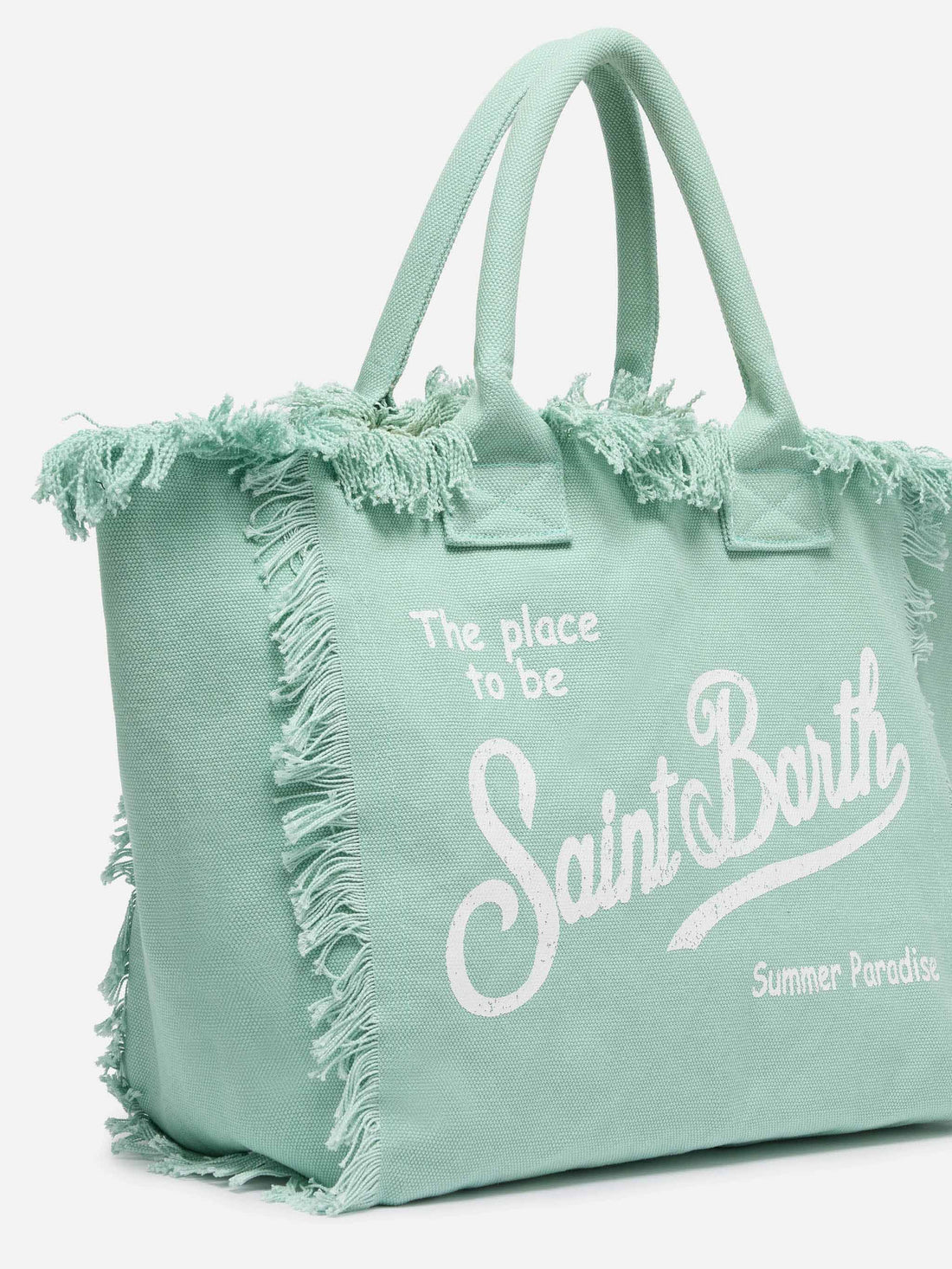 BORSA A SPALLA VANITY IN CANVAS DI COTONE VERDE SALVIA SAINT BARTH
