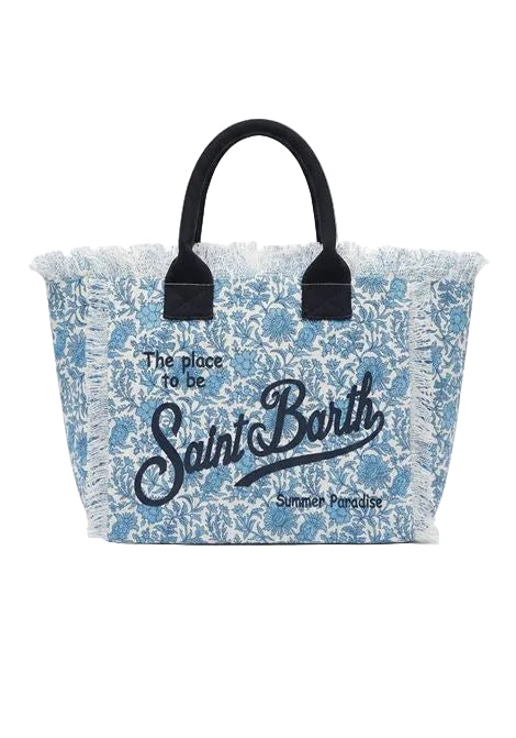 ORSA VANITY REGULAR IN CANVAS CON STAMPA TOILE DE JOUY BLU SAINT BARTH