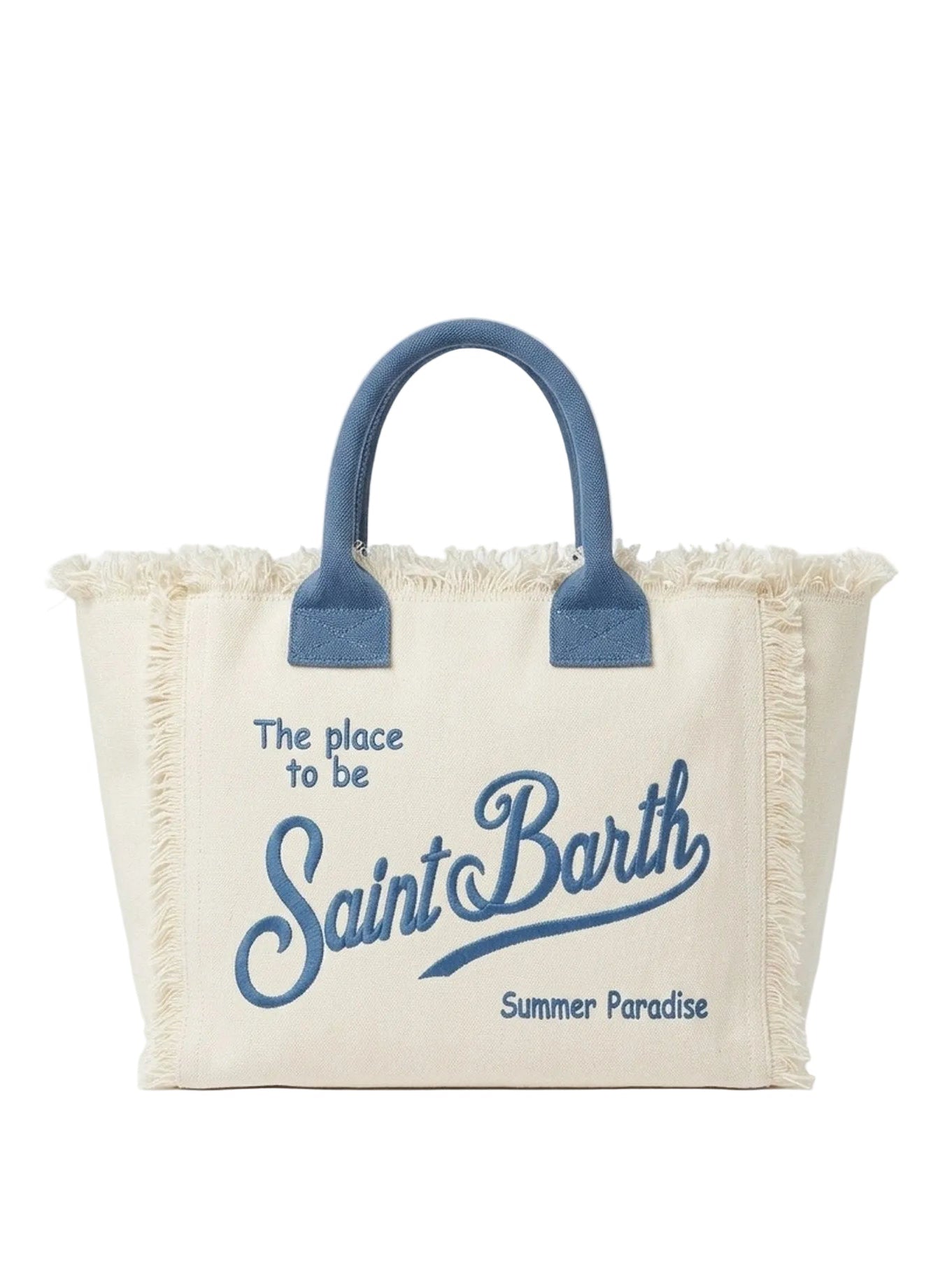 BORSA VANITY REGULAR BIANCA IN CANVAS CON FRANGE SAINT BARTH