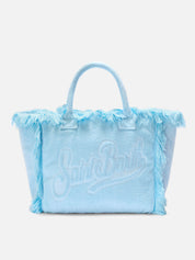 BORSA VANITY REGULAR IN TESSUTO EFFETTO SPUGNA AZZURRO TINTA UNITA SAINT BARTH