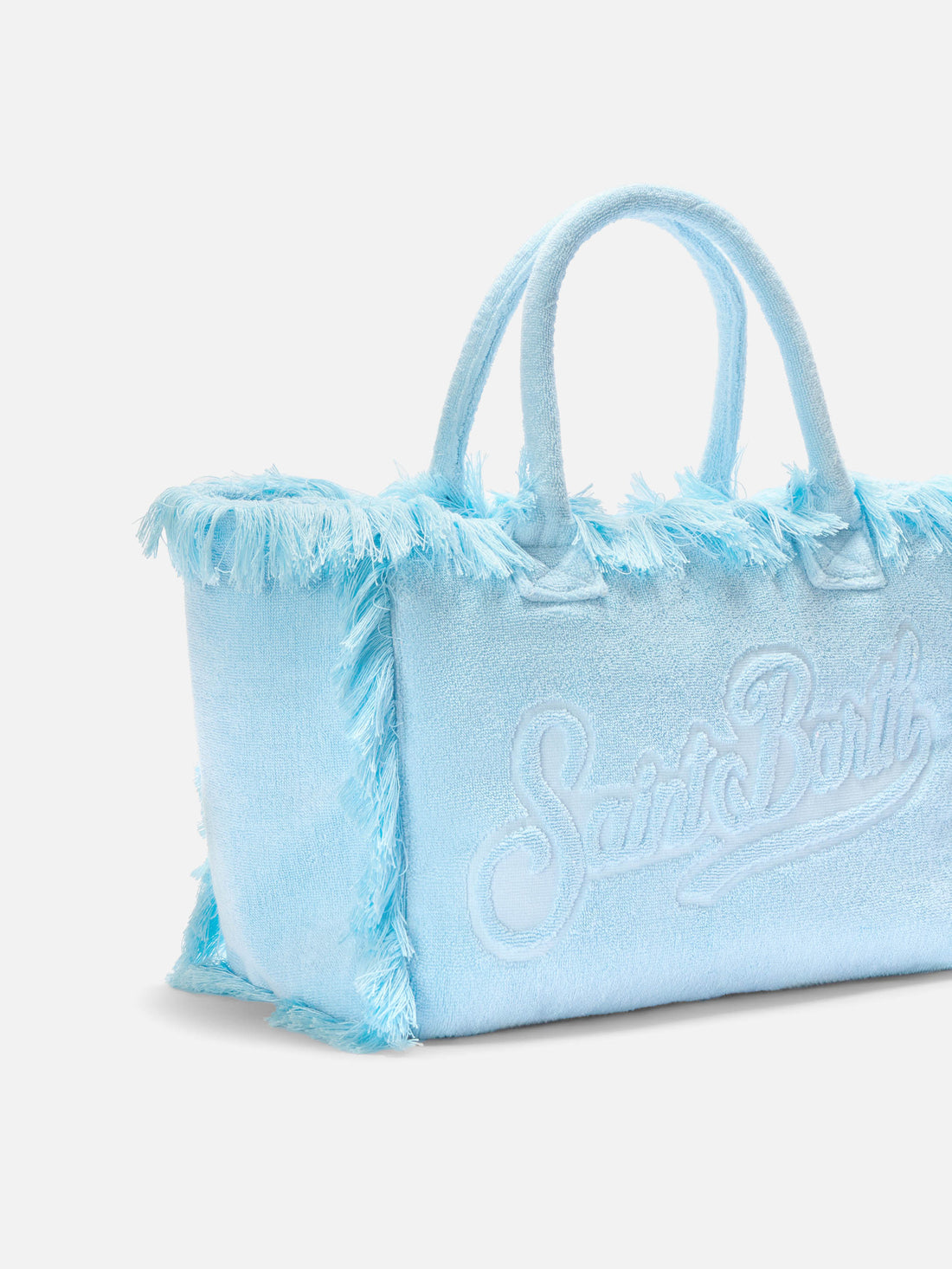 BORSA VANITY REGULAR IN TESSUTO EFFETTO SPUGNA AZZURRO TINTA UNITA SAINT BARTH