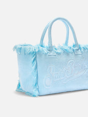 BORSA VANITY REGULAR IN TESSUTO EFFETTO SPUGNA AZZURRO TINTA UNITA SAINT BARTH