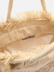 BORSA VANITY REGULAR IN TESSUTO EFFETTO SPUGNA BEIGE TINTA UNITA SAINT BARTH
