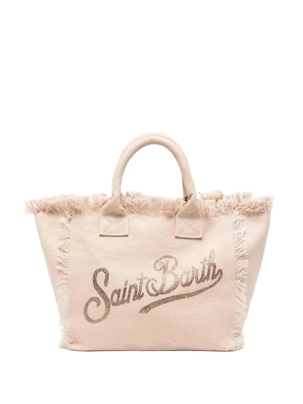 BORSA COLETTE IN CANVAS BEIGE CON LOGO IN STRASS SAINTBARTH