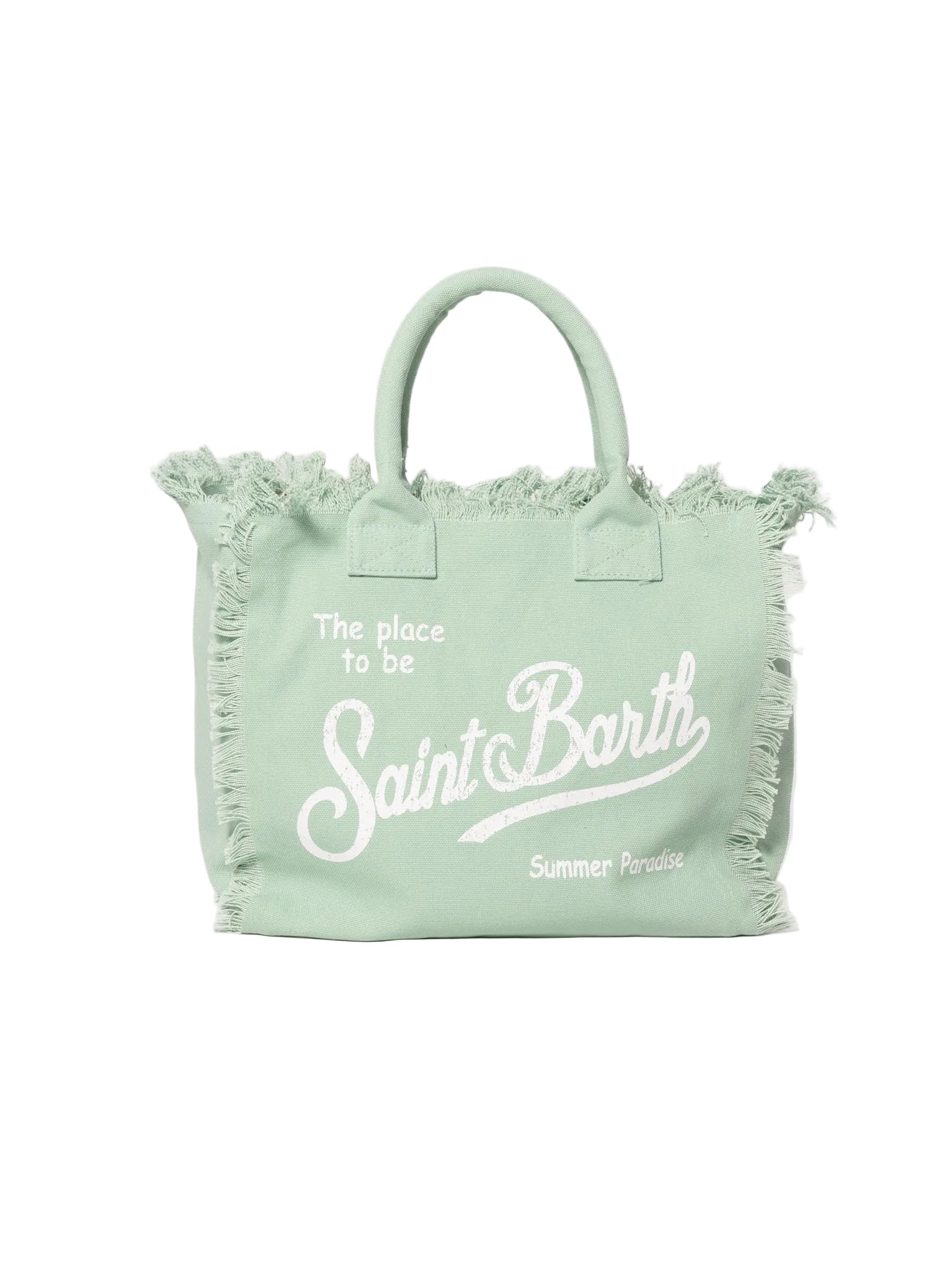 BORSA A SPALLA VANITY IN CANVAS DI COTONE VERDE SALVIA SAINT BARTH