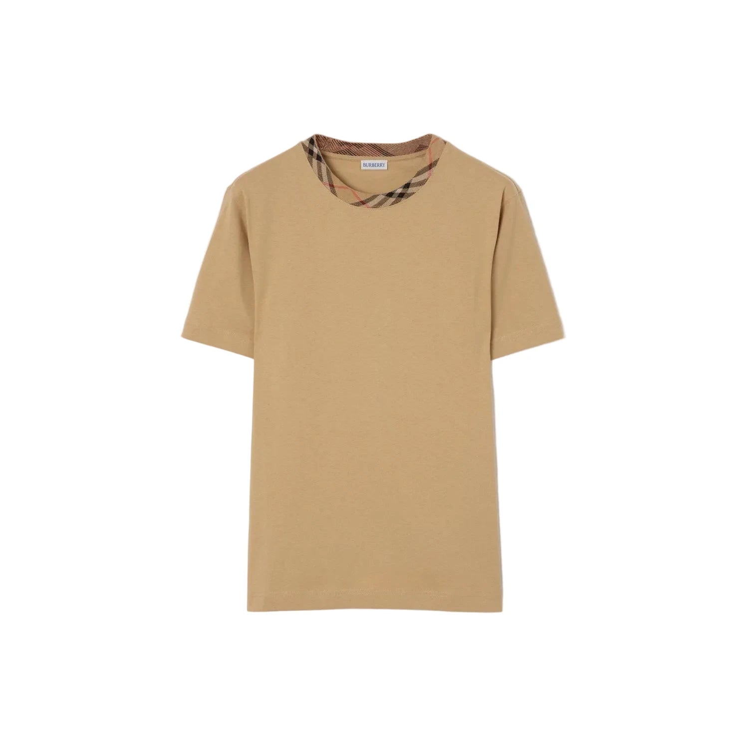 T-shirt in cotone con finiture Check BURBERRY