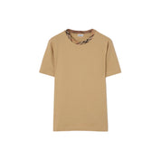 T-shirt in cotone con finiture Check BURBERRY